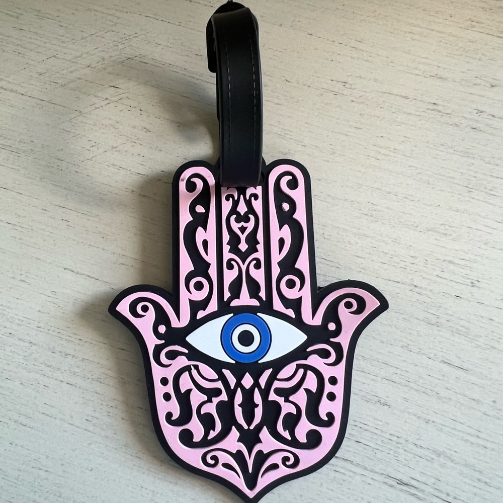Evil eye hamsa luggage tag